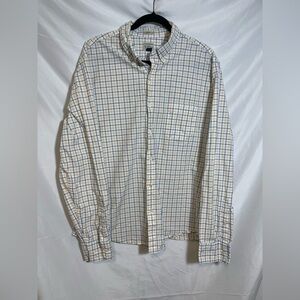 J. Crew Men's Checkered Shirt in Blue and Cream